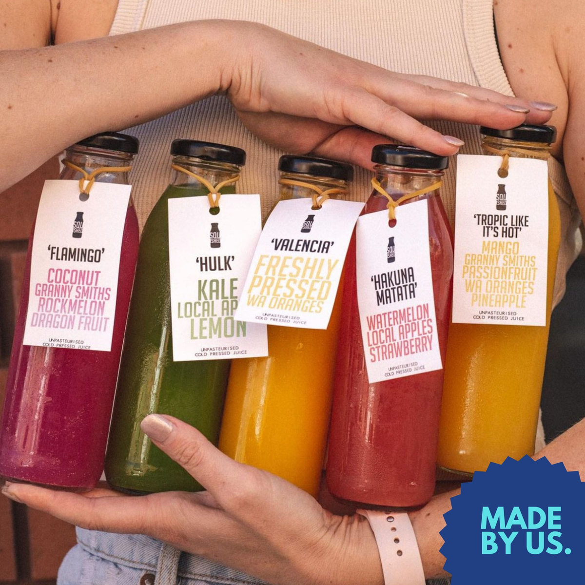 Wholesale fresh cold pressed juice in Perth Squished Juice Made In